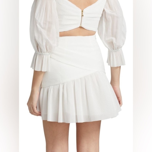 ZIMMERMANN Wild Botanica Wrap-Effect Plissé-Woven Mini Skirt Zimmermann Size 2 - Picture 2 of 6